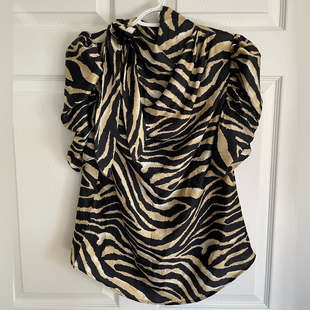Tiger Puff Sleeve Top - L